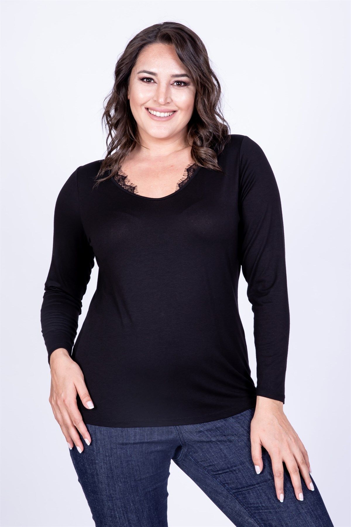 

Women s Big Size Blouse Lace V-Neck T-Shirt 2XL