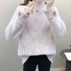 Dames Losse Chenille Trui met Halve Hoge Hals Lazy Style Basis Shirt