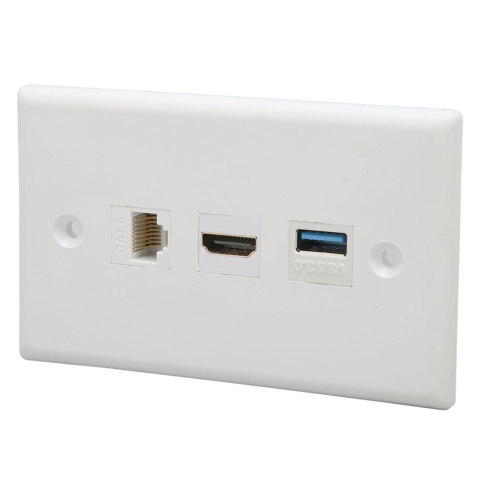 

Интерфейс HD Multimedia настенная пластина без пайки CAT6 USB3.0 Интерфейс HD Multimedia 3 порта настенный