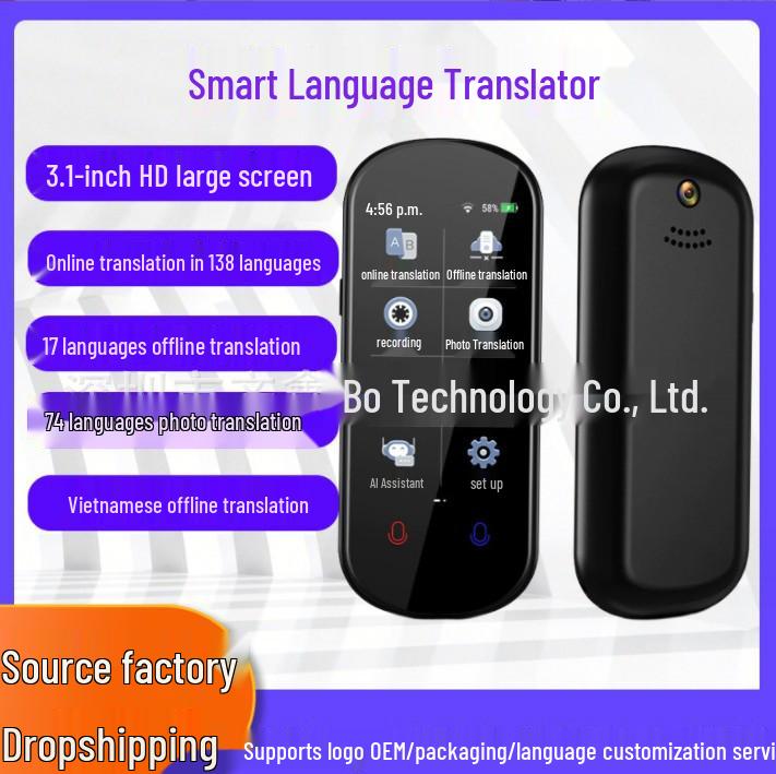 

Переводчик Z2 Многоязычный Оффлайн Интерпретатор: Английский, Японский, Русский, Кантонский, Тайский для Путешествий чёрный