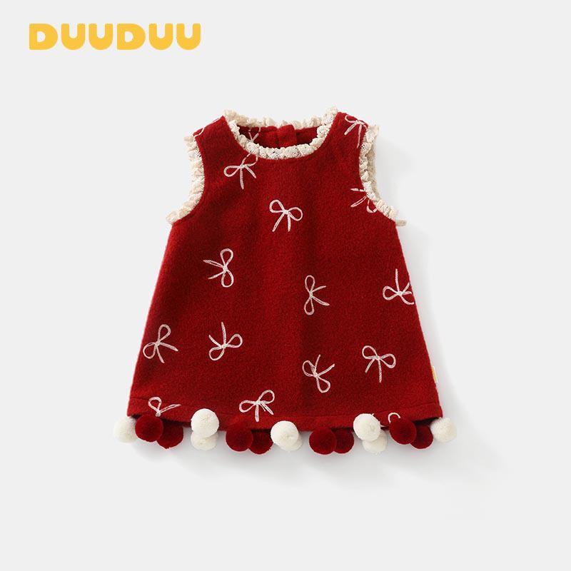 

DUUDUU Winter 2025 New Year s Velvet Dress for Baby Girls First Birthday 110 cm