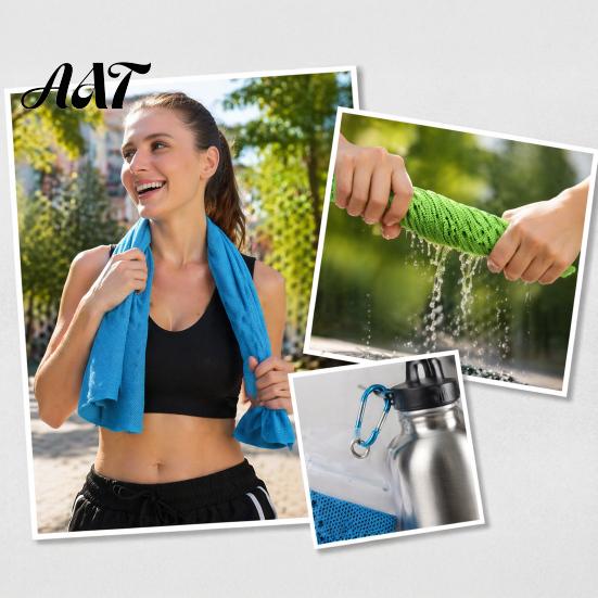 Yoga Exercise Towel 90x30cm Cooling for Face, Chilly Sports with Storage Bag Hot Weather Relief And Carabiner, Portable Cold Neck Wrap