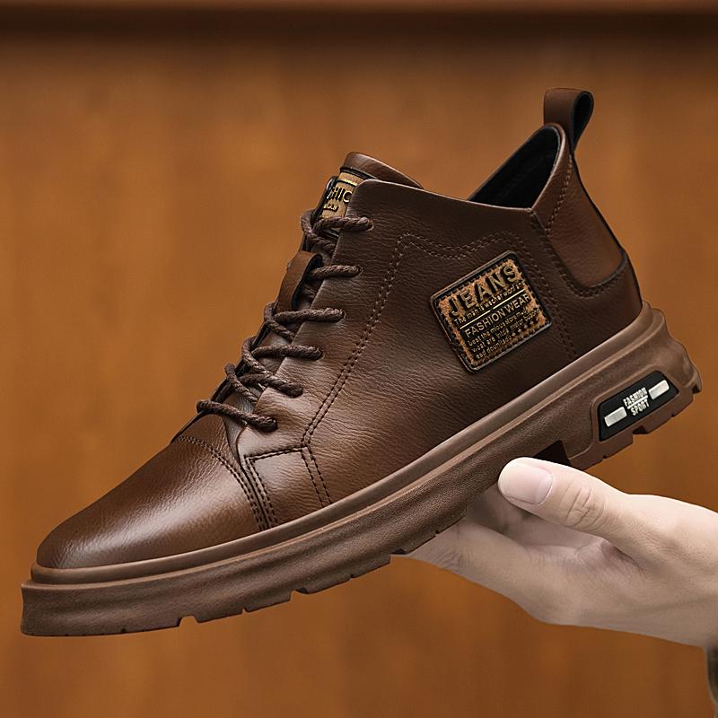 New Fashion Oxford Shoes Man Genuine Leather Casual Shoes Lace Up Office Style Business Shoes Classic Men's Sneakers Ankle Boots