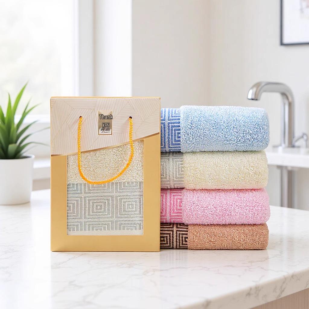 Pure Cotton Towel Gift Box - Customizable Logo, Thick and Luxurious Souvenir or Business Gift. 35cm x 75cm