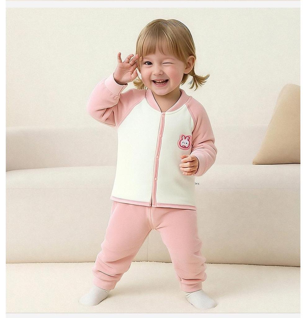 Unisex Baby High-Waisted Padded Pants Set - Thick Warm Cotton Jacket & Pants for Autumn/Winter