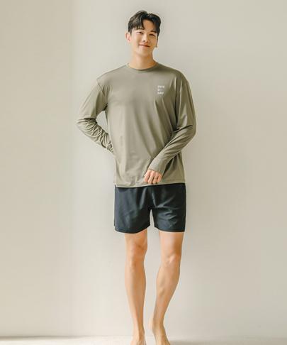 Tyubeuteuli Finger Hole Loose Fit Long Sleeve Rash Guard A704 Olive Khaki