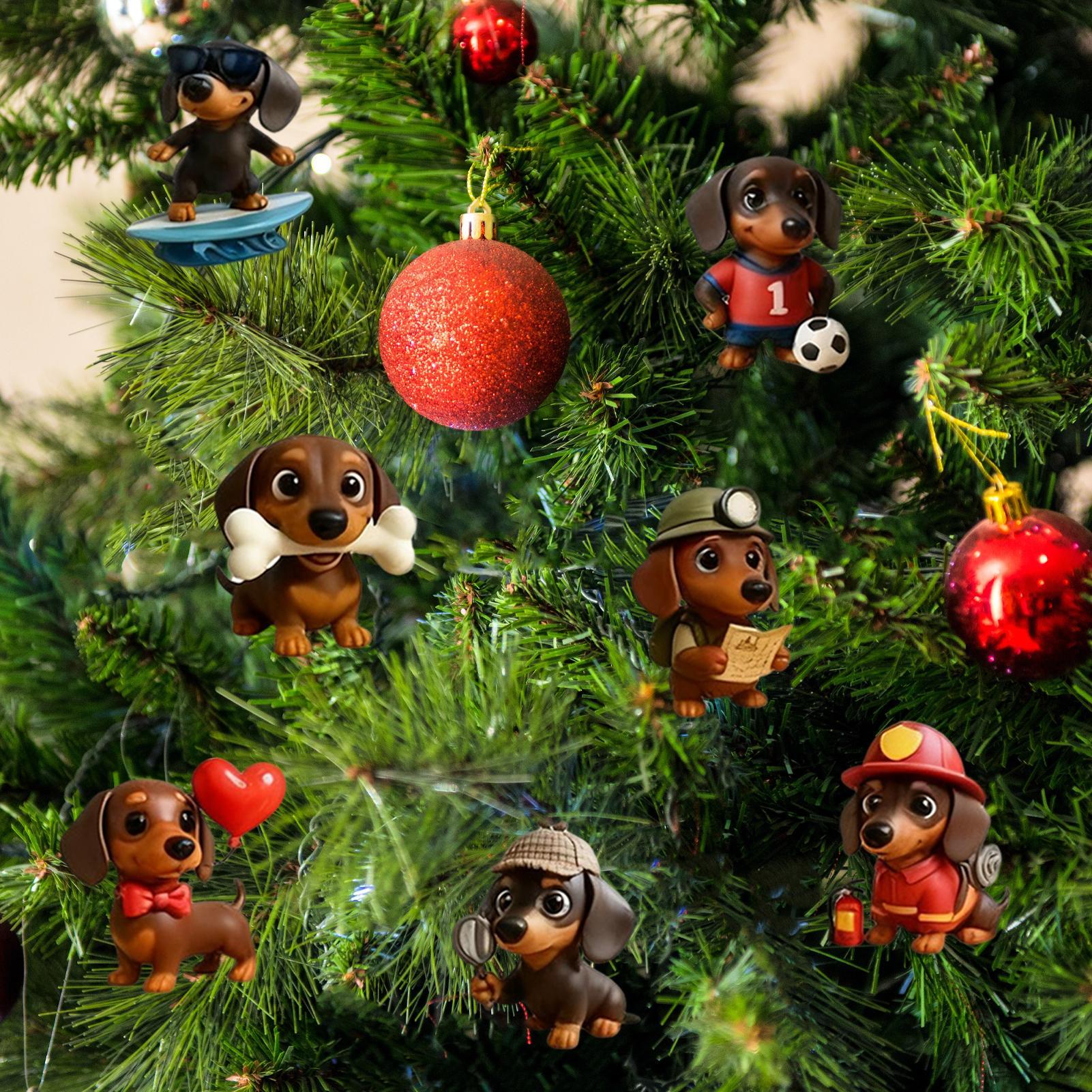 

Рождественский адвент-календарь «Такса» - 2D плоские акриловые милые украшения в виде собак для домашнего декора, коллекционный подарок для любителей собак L