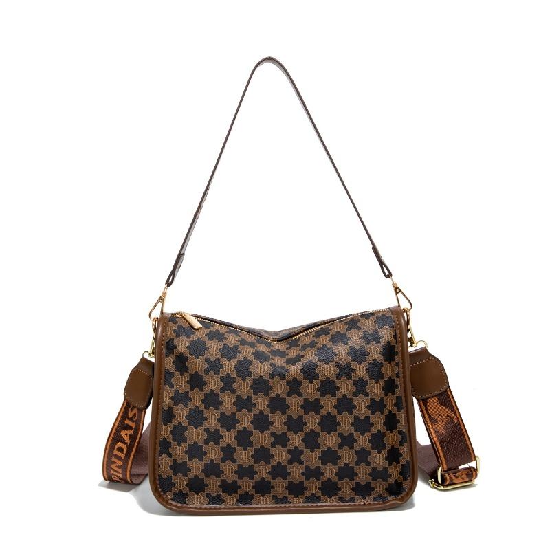 

Модная и повседневная одноплечевая сумка для женщин, стильная маленькая квадратная сумка, модная сумка кроссбоди с принтом кофейный