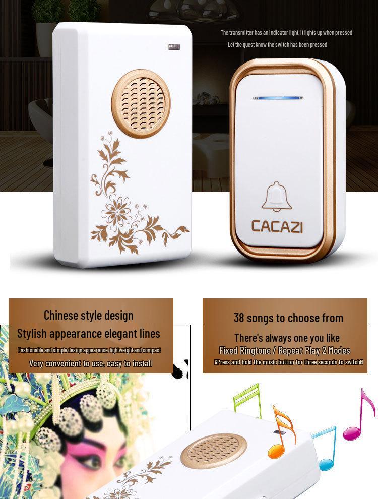 Smart Wireless Long-Range Waterproof Doorbell with Digital Music and Two-to-One Remote Control.