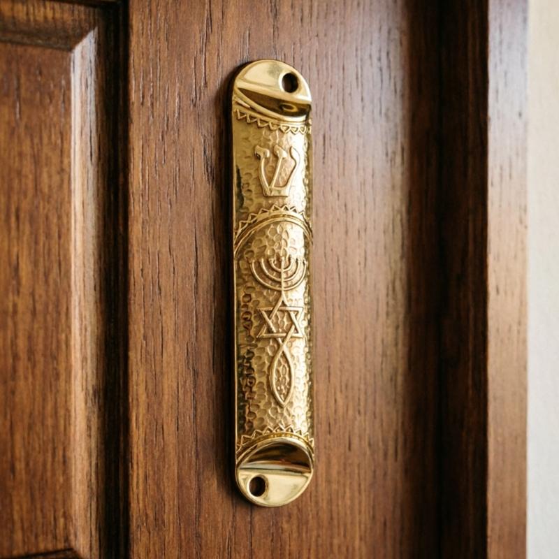 Metal Mezuzah Case with Messianic Seal for Hebrew Home Blessing Jewish Gift