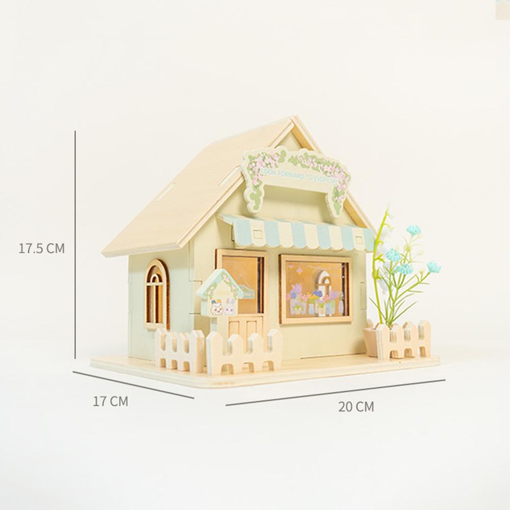 Kids Miniature Dollhouse Kit With Night Light Wooden Sunshine Flower House Craft Decoration Gifts For Boys Girls