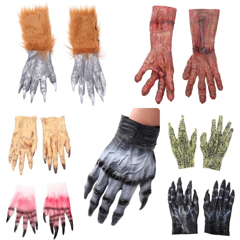 Adult And Kids Halloween Gloves Terrifying Blood Stained Werewolf Gloves