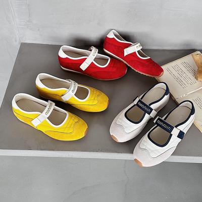 Verão de 2025 novos sapatos de sola única respiráveis combinação de cores sapatos de sola única retrô sapatos Mary Jane com velcro versáteis casuais sapatos de treinamento moral tendência