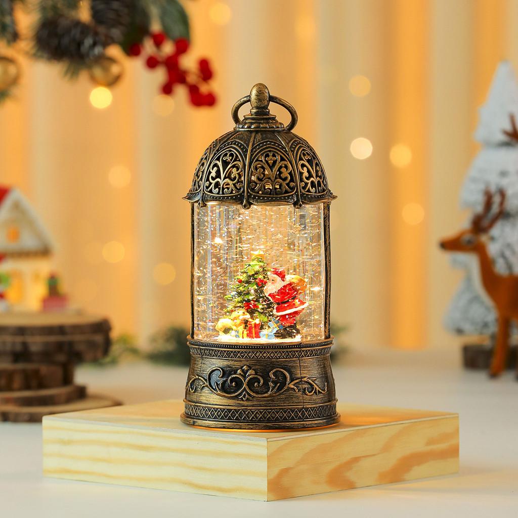 Christmas Music Box Golden Bird Cage Ornament With Santa Claus And Snowman Decor For Holiday Gift