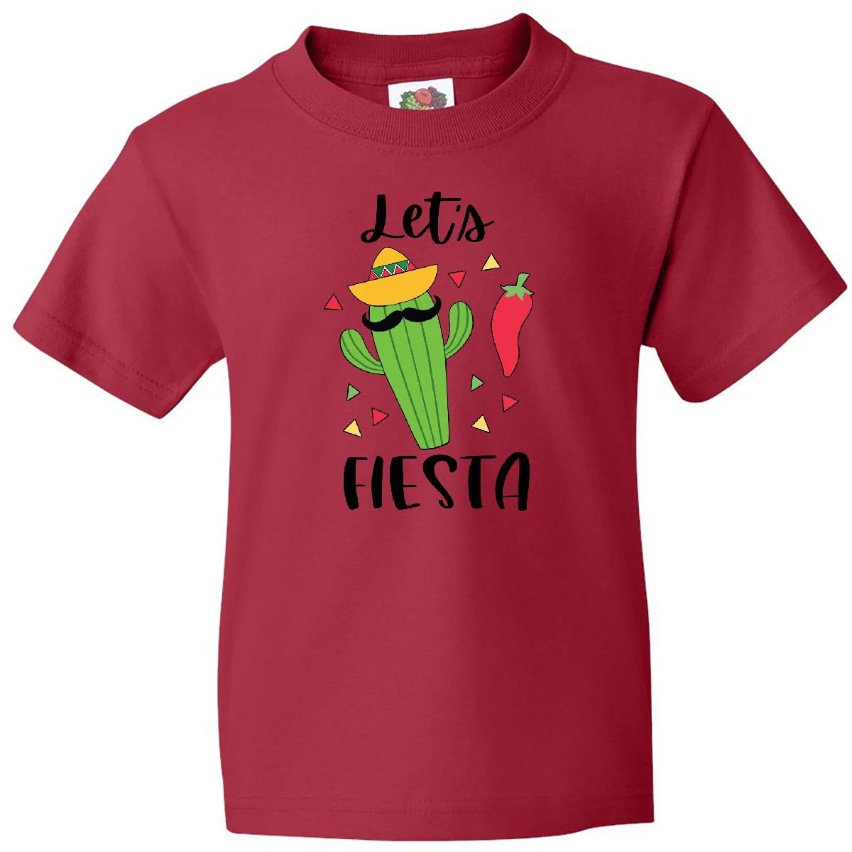Inktastic Cinco De Mayo Let s Fiesta Cute Cactus With Sombrero Youth kids boys T-Shirt Jmg 140