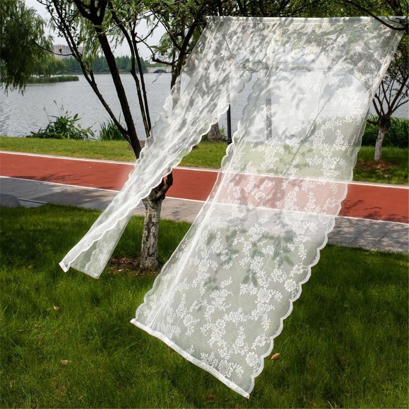 Elegant Rose Lace Curtains 63 Inches Long Florals Embroidery Window Panels for Bedroom Light Filtering Privacy