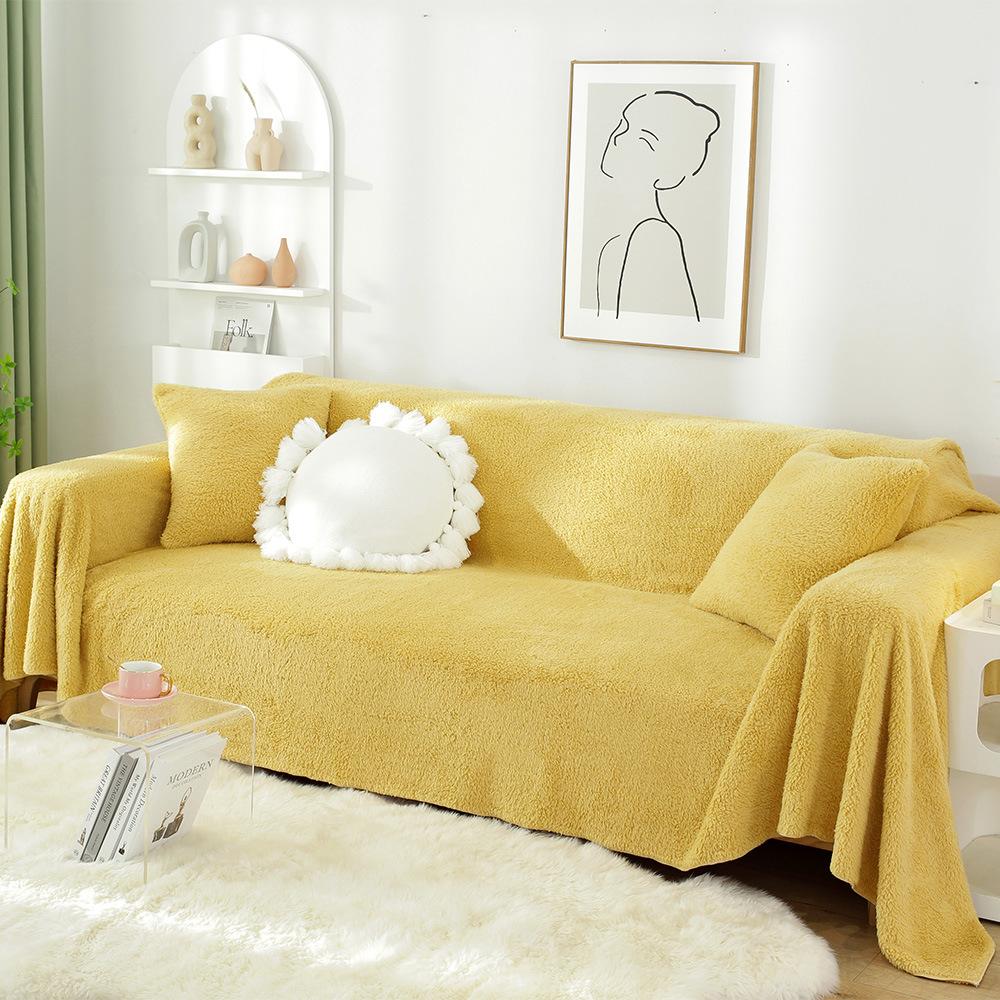 Winter Rabbit Plush Sofa Cushion Thickened Non-Slip High-End Cushion Nordic Simple Generation with All-Inclusive Sofa Cover Cover Towel