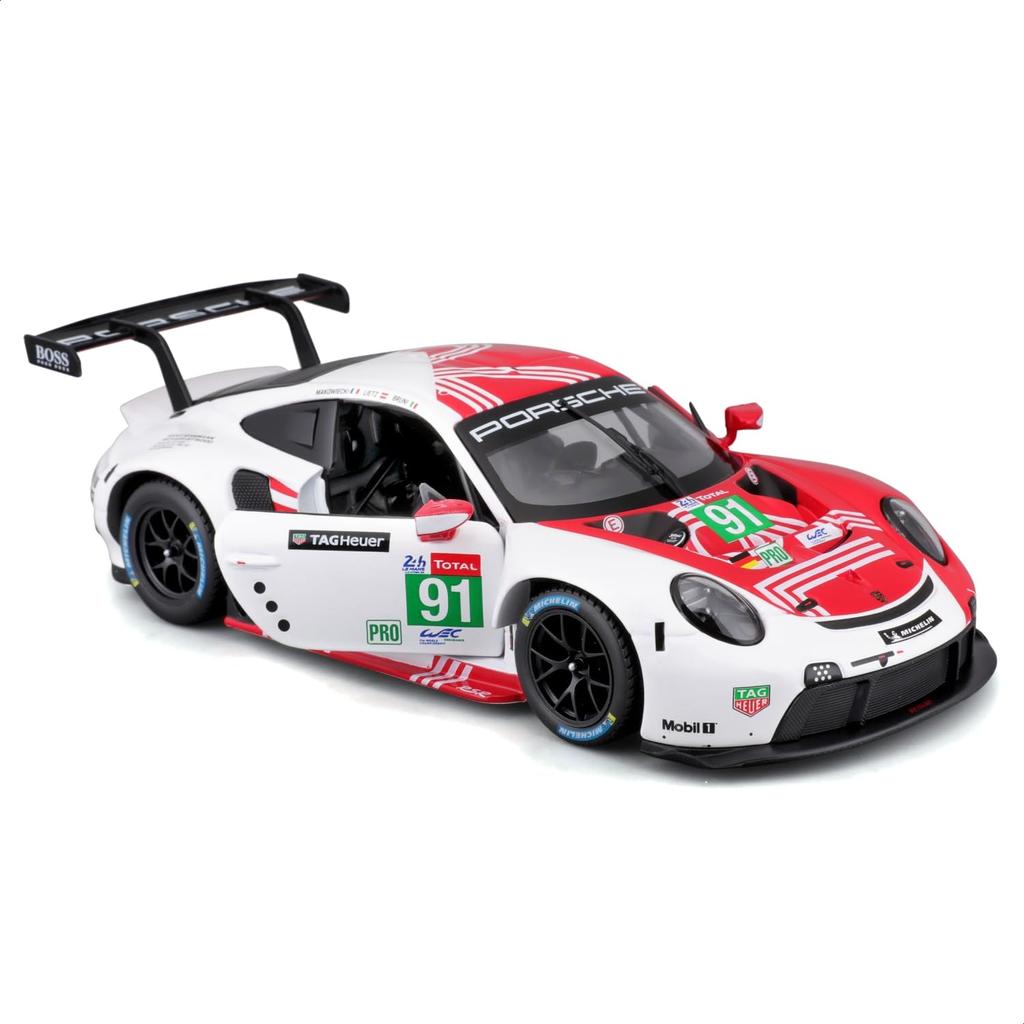 Bburago Scale Porsche 911 RSR LM 2020 Le Mans Race Diecast Model Car 1/24 (#91) White/Red 18-28016
