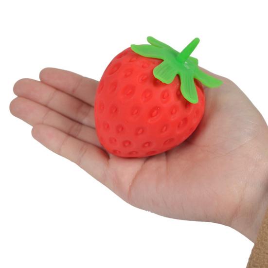1/2/3/4Pcs Red Strawberry Stress Ball Realistic Mini Strawberry Squeeze Fidget Toy Stretchy TPR