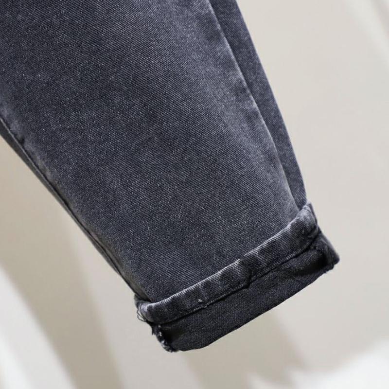 Damen Übergröße Locker Gerade Bein Jeans Elastischer Bund Baggy Dad Hosen für Große Oberschenkel
