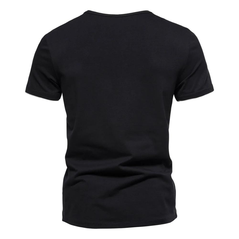 Summer Men's Solid Color CottonT-shirt V Neck Slim Fit Breathable Tops Casual  Cozy Tees Classic Male Dailywear