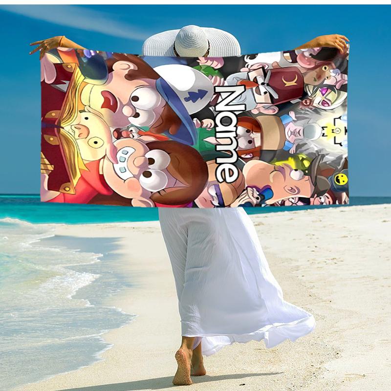 Personalized customized proof beach towel with Gravity Falls pattern - soft, absorbent,quick-drying,perfect swimming,camping&bathing