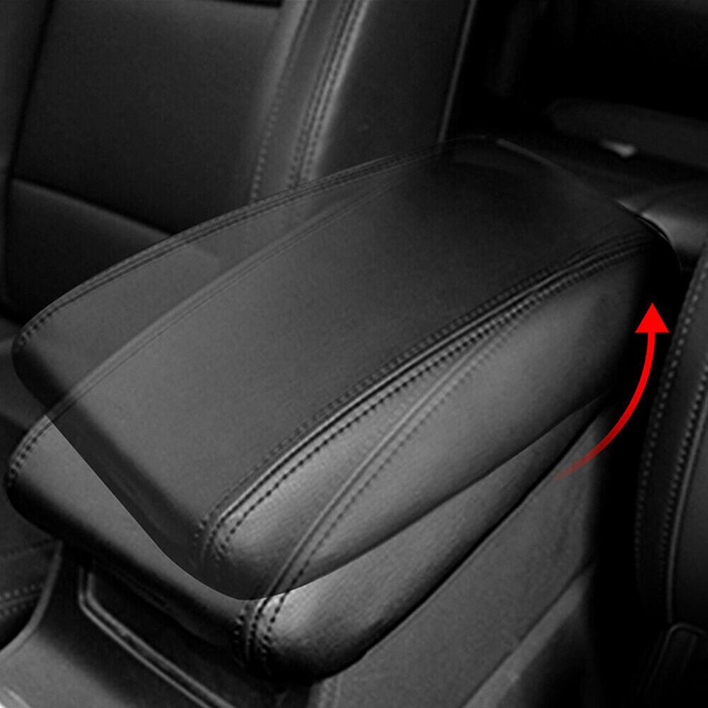 Car Armrest Cover Center Console Leather Cushion Black Wear Resistant Dust-Proof Skin for Honda Civic 2012-2015