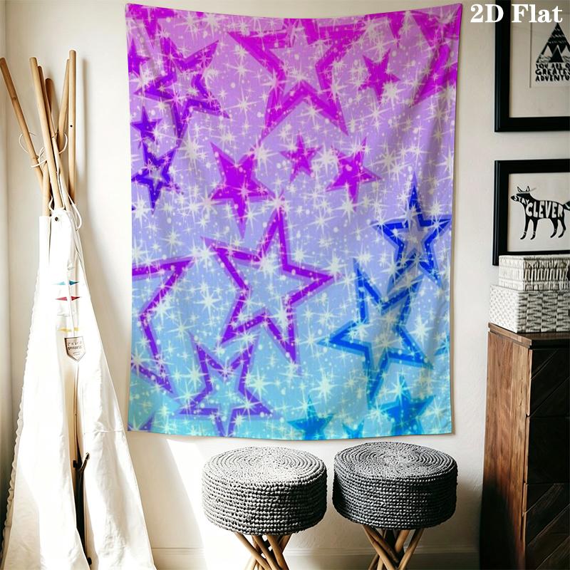 Colorful Pentagram Wall Tapestry Aesthetic Wall Hanging Printed Fabric Blanket Decorative Tapestries for Bedroom Living Room Home Decor