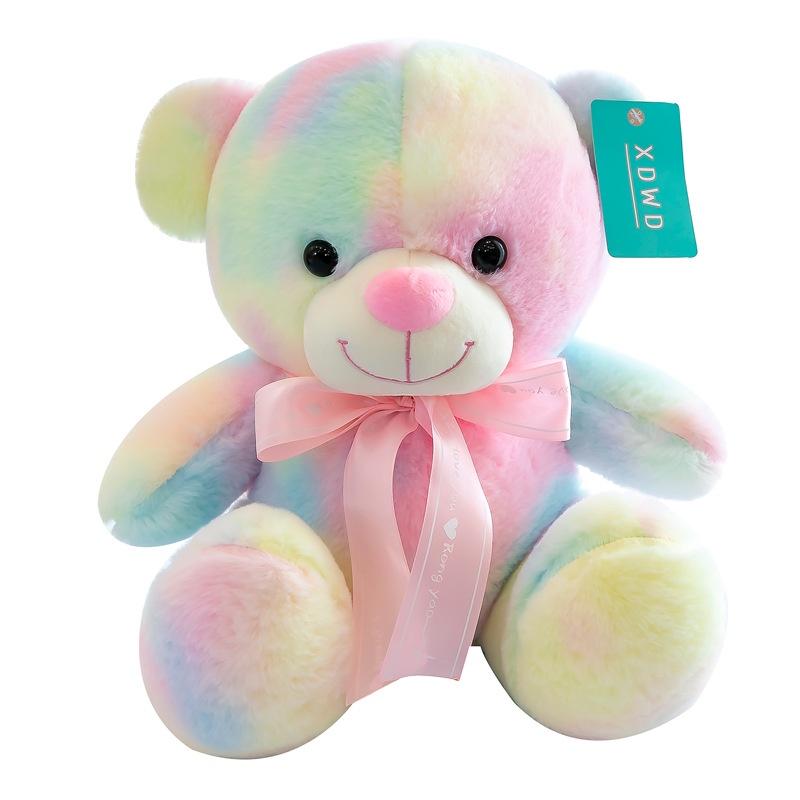Rainbow Bear Plush Toy With Soft Cotton Material For Kids And Birthday Gift