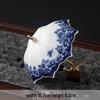 Blue and White Porcelain Umbrella Tea Strainer - Ceramic Tea Leaf Filter and Table Decoration.