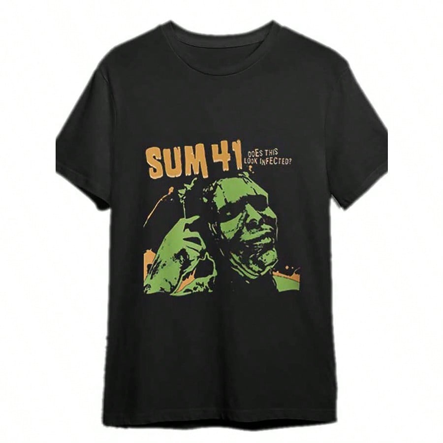 Мужская футболка с коротким рукавом Rock Tee Sum 41 Футболка Рок-группы Sum41 Забавная мужская футболка с коротким рукавом с принтом Коллекция Черная 2XL