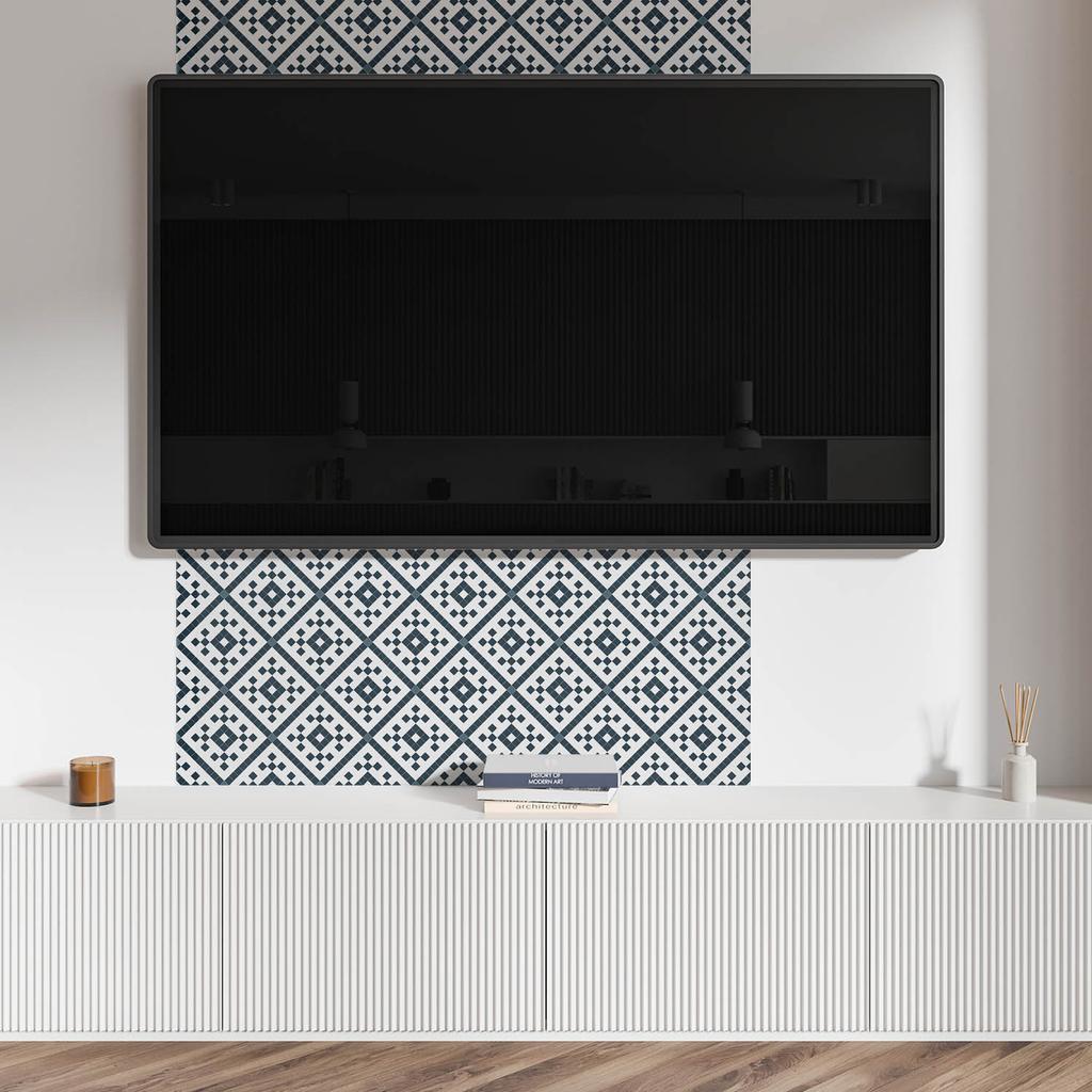 Self-adhesive Vinyl Panel with Print for Bathroom 100x50 Cm Geometric Diamond Pattern