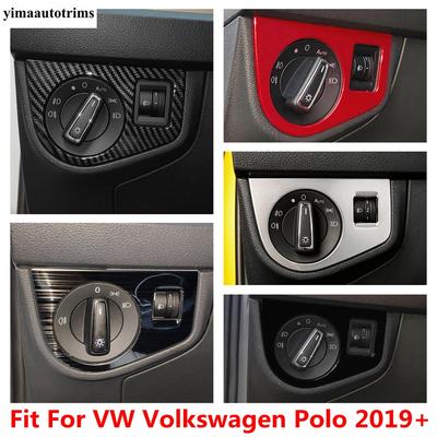 Head Light Lamp Switch Button Decor Frame Cover Trim ABS / Stainless Steel Interior Accessories For VW Volkswagen Polo -
