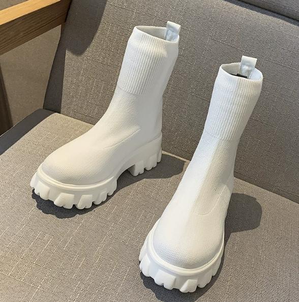 Fashion Women's breathable flat boots, women's sock shoes, casual wedge heels, thick soles, spring fashion