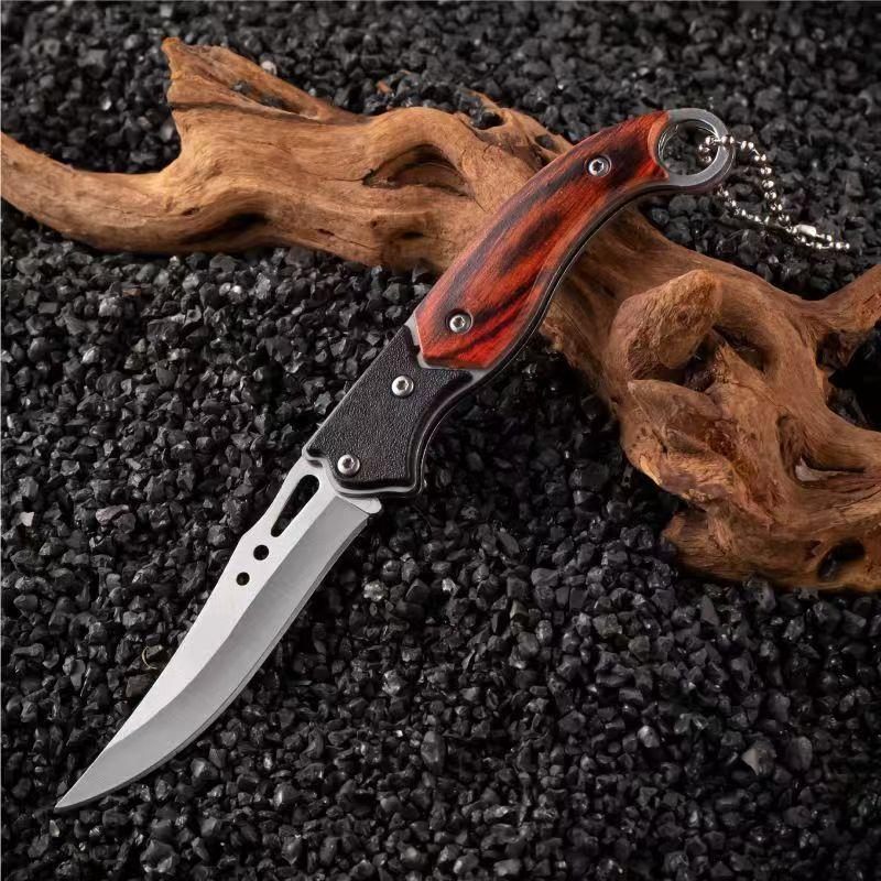 Folding Knife Stainless Steel - Multifunctional Mini Outdoor Knife, Portable Keychain Fruit Knife for Camping & Survival
