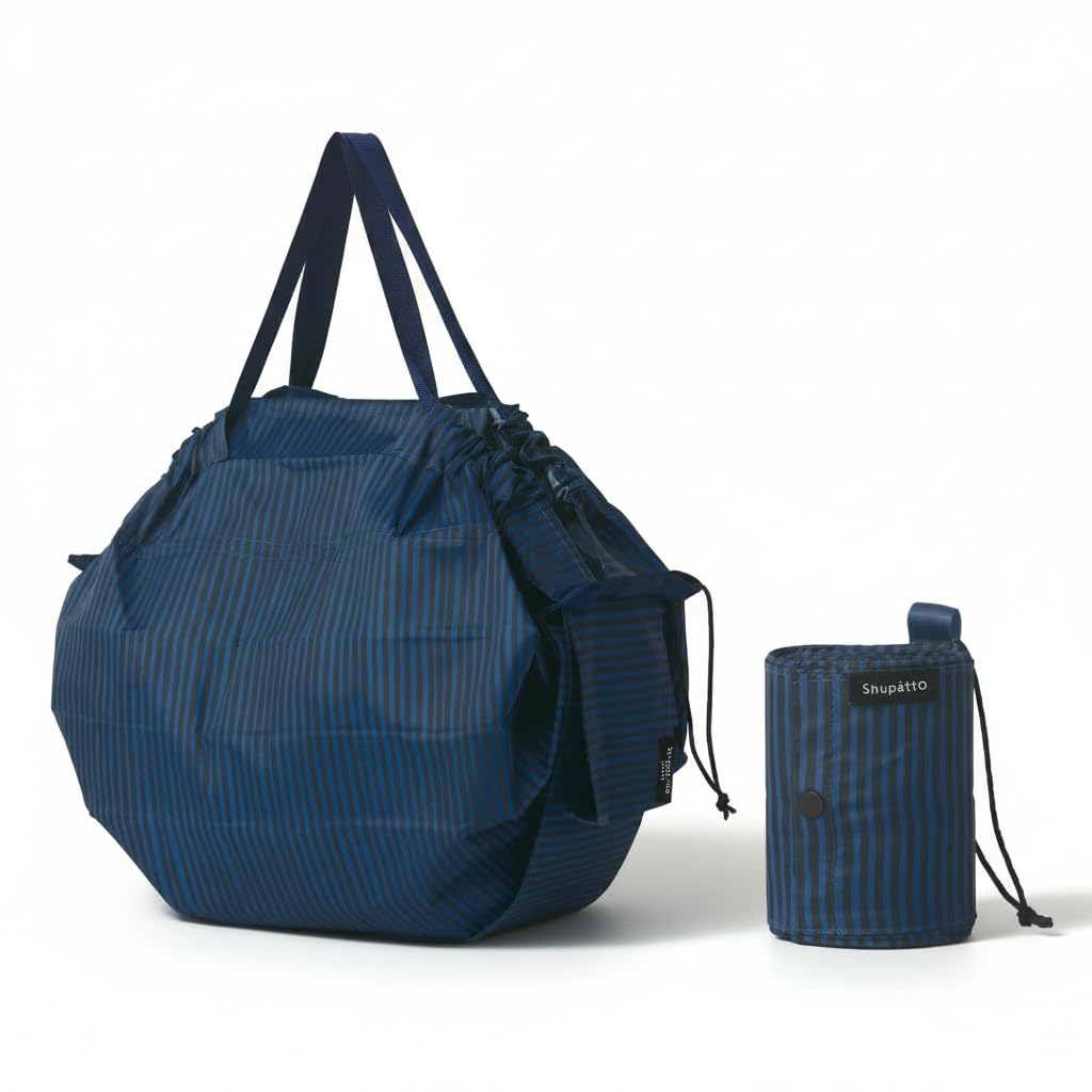 Shupatto Insulated Bag Indigo Shupatto Folds up instantly Eco Bag Insulated Cooler Bag Insulated Eco Bag Large Cooler Bag Foldable S500ID [Marna] (20L