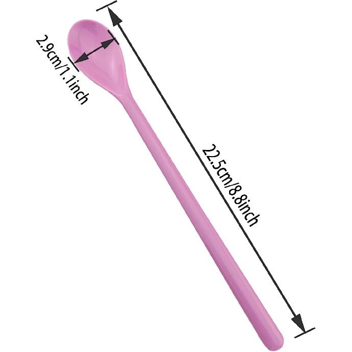 6PCS Plastic Long Handle Stirring Spoon 8.8 inch Food Grade Plastic Candy Coloured Spoon Coffee Drink Tall Cup Spoon Milk Tea Shop Dessert Ice Cream