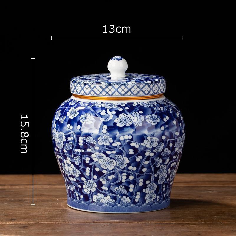 Blau-weiße Porzellan-Teedose Keramik-Tee-Organizer-Box Aufbewahrungsgläser Schreibtischdekoration Teeglas Kaffeebehälter Teedose