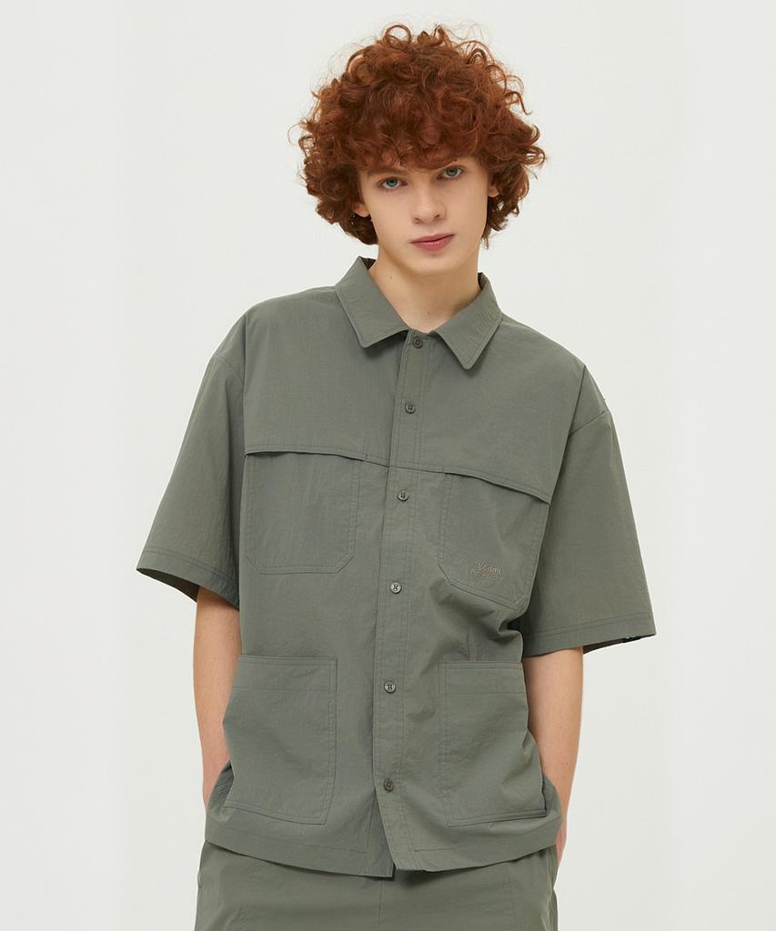 Kodak Mailer Essential Short Sleeve Shacket Khaki