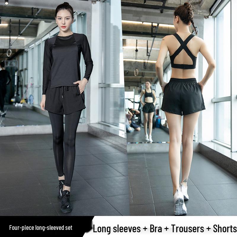 Women's High-End Fashion Yoga Suit: Loose, Quick-Drying Long Sleeve Running Sportswear for Fitness and Style.