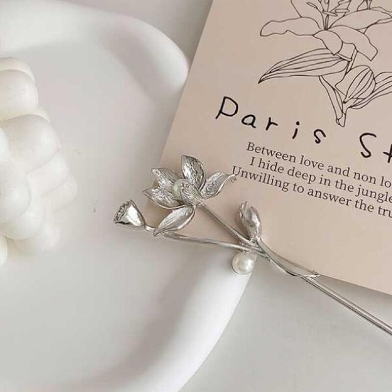 Elegant lotus pearl hairpin