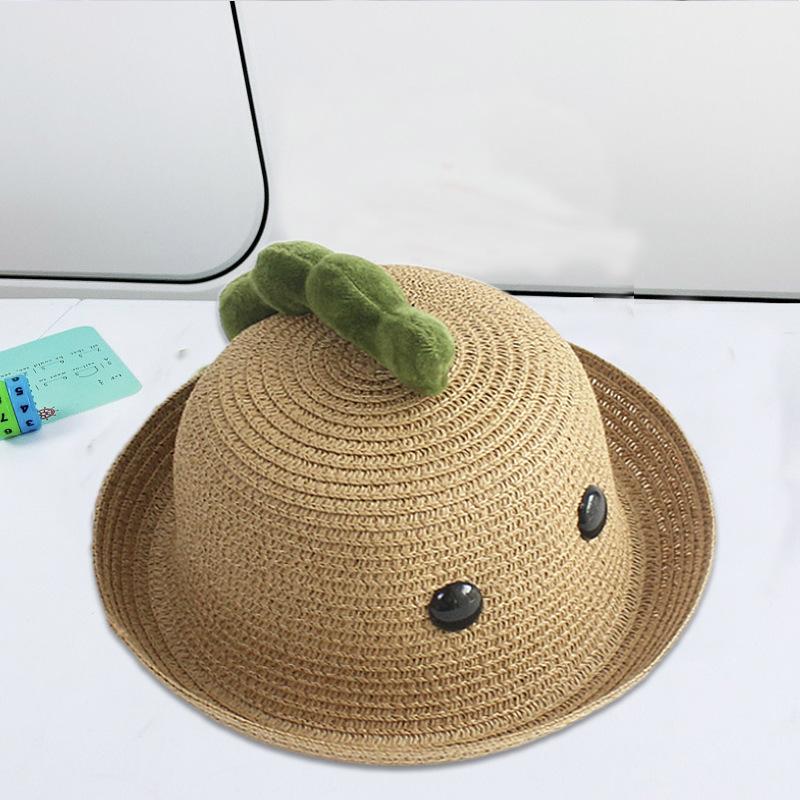 Dinosaur Eyes Baby Straw Hat Cute Super Cute Summer Men and Women Children Beach Sun Hat Children Sunscreen Basin Hat