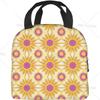 Orange and Yellow Flower Print Reusable Leakproof Lunch Box for Work Office Picnic Travel Portable Insulated Lunch Bag for Women