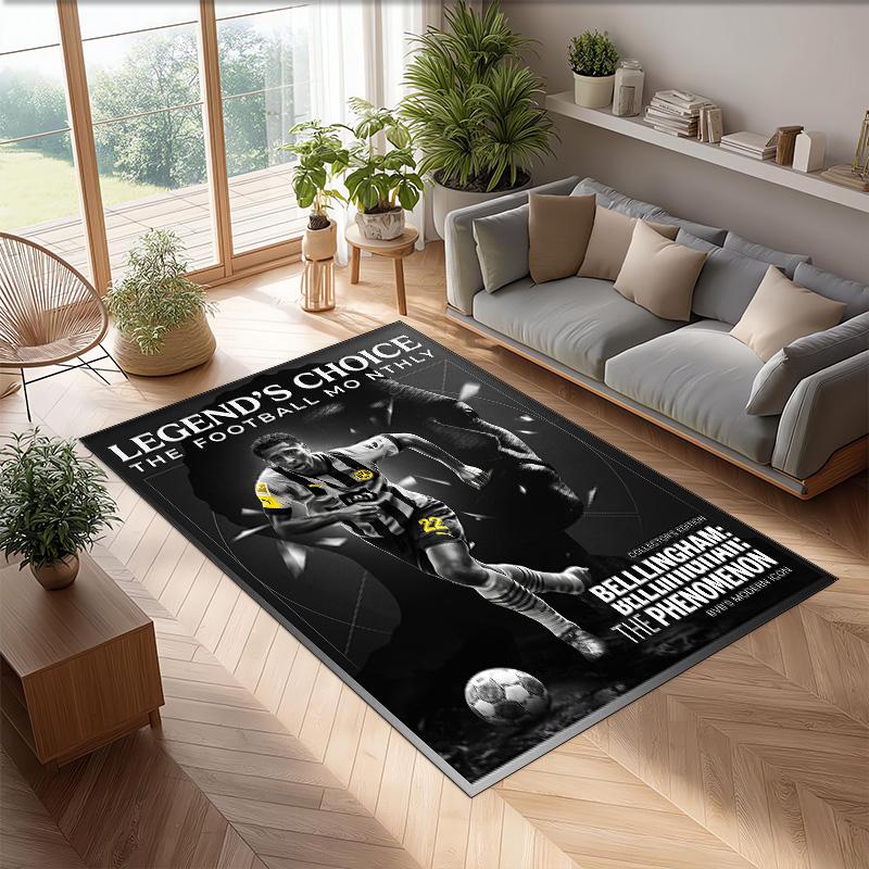 Jude Bellingham Soccer Football Pattern Soft Area Rug Non Slip Indoor Floor Carpet Sports Decor Mat for Bedroom
