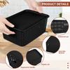 8Pcs Plastic Storage Basket Stackable Desktop Storage Organizer Bin with Handle and Lid Hollowed Out Side Woven Organizer Basket