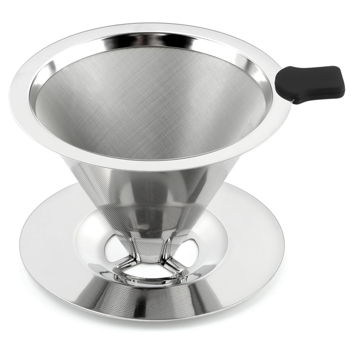 

Stainless Steel Coffee Dripper, Coffee Filter, 800-Mesh Double-Layer Filter, One-Piece Cone, Lightweight, Reusable, 1-4 Cups