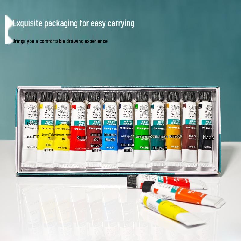 Winsor & Newton 12-Color Waterproof Acrylic Paint Set for DIY Stone, Textile & Wall Painting