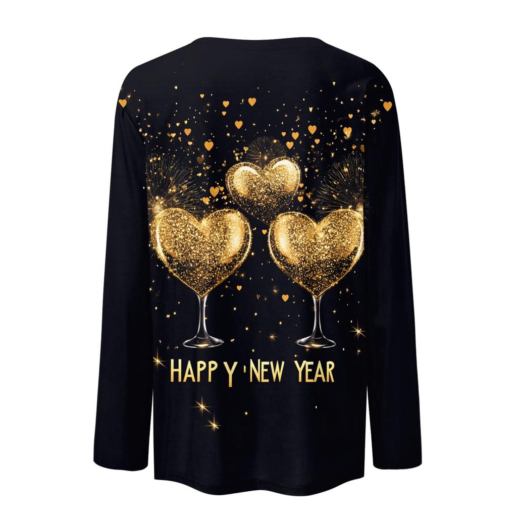 Women's And Winter Round Neck Long Sleeve T-Shirt Printed Top