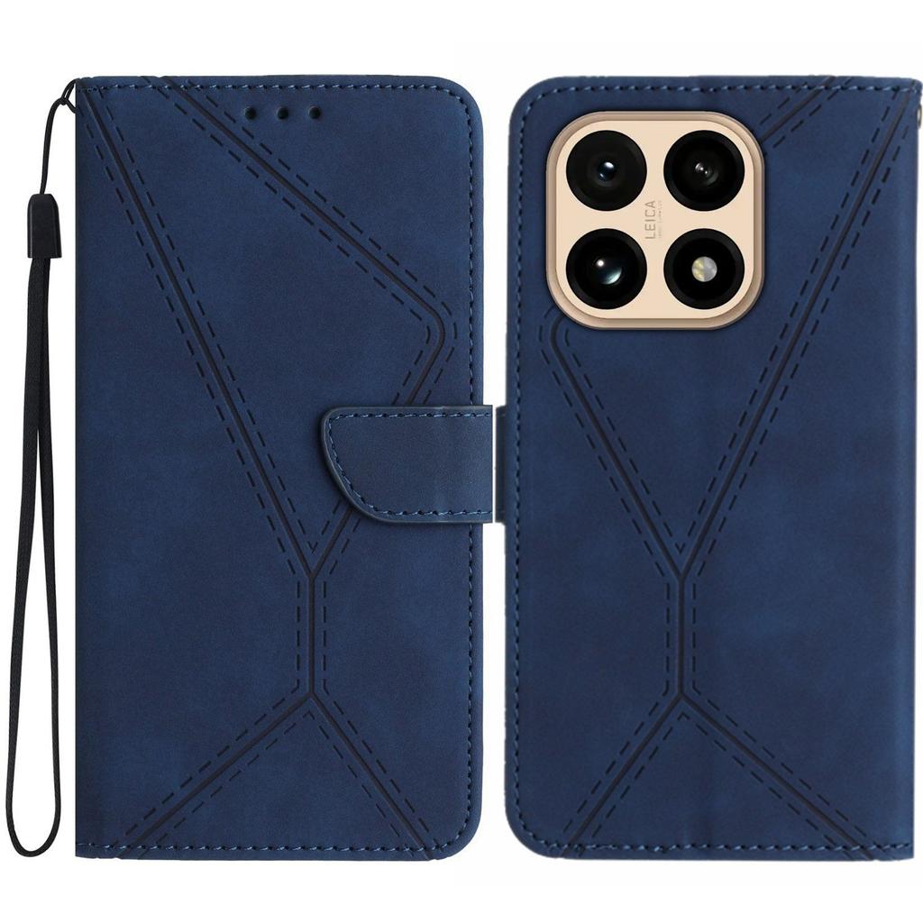For Xiaomi 15T Case Skin Touch Lines Imprinted PU Leather Flip Phone Cover