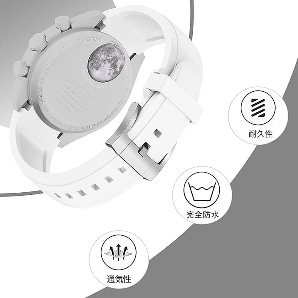 20mm Uhrenarmband für und Gummi-Uhrenarmband mit Silikon Wasserdicht und beinhaltet Einstellwerkzeug und Feder Omega, Swatch, MoonSwatch, Omega,